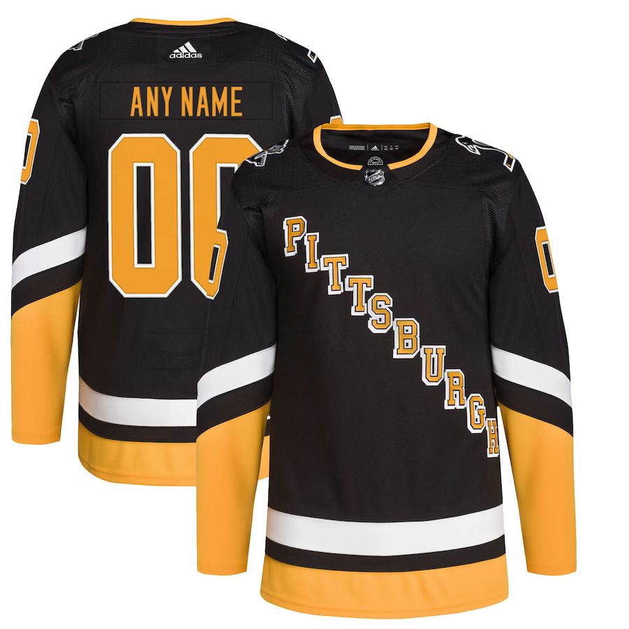 Men Pittsburgh Penguins adidas Black Alternate Primegreen Authentic Pro Custom NHL Jersey